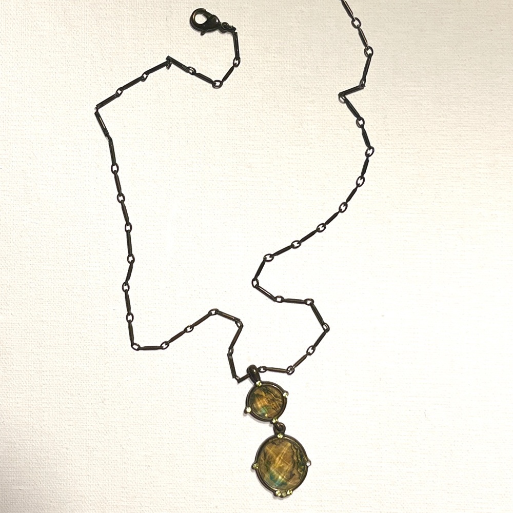 Victorian Style Faux Labradorite Pendant Necklace